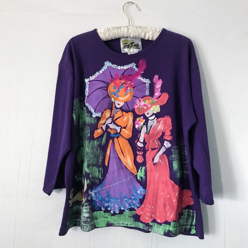 *Vintage* Tee Time hand-painted top
